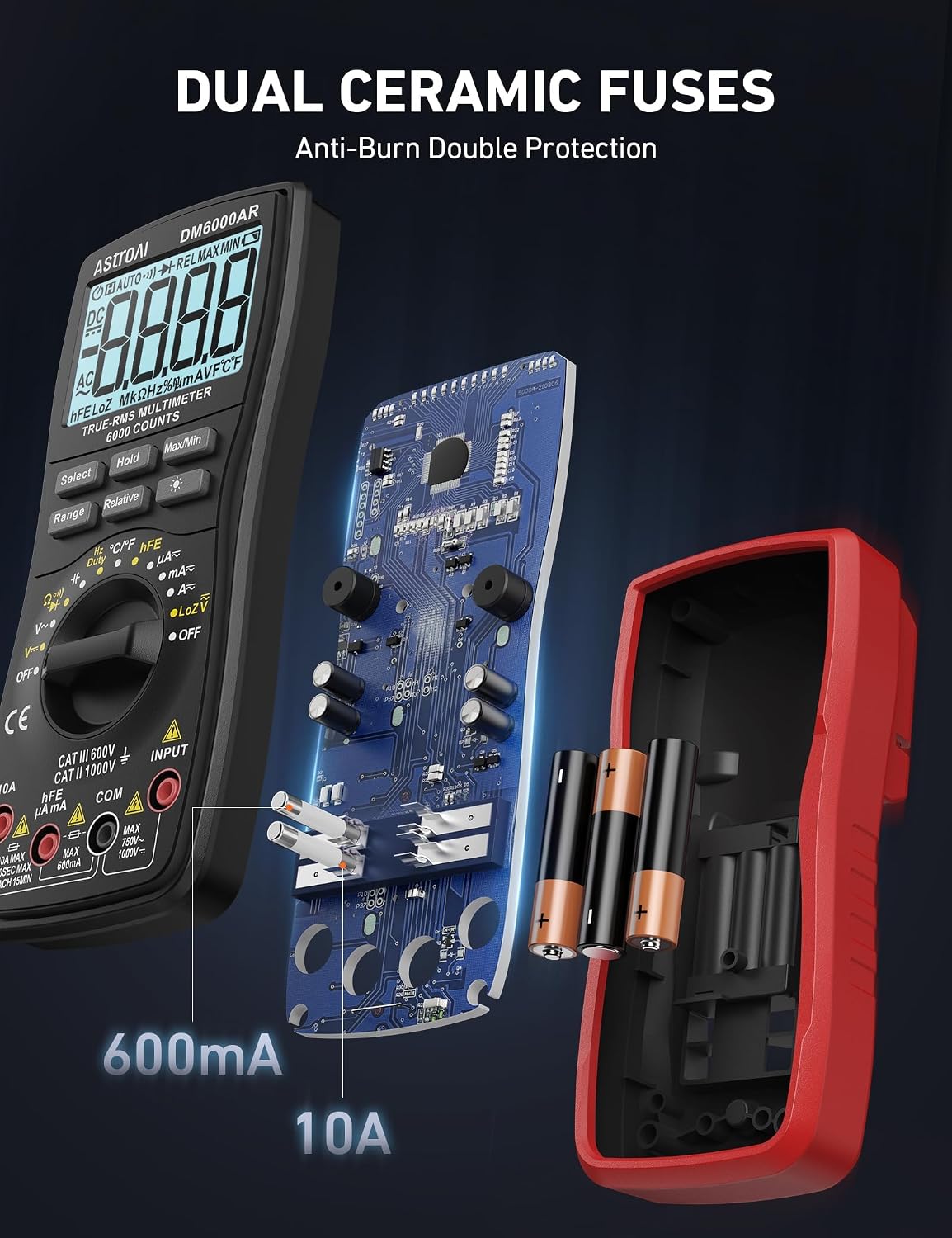 Detalle 1 de AstroAI DM6000AR Digital Multimeter, 6,000 Counts, True RMS, Auto-Ranging