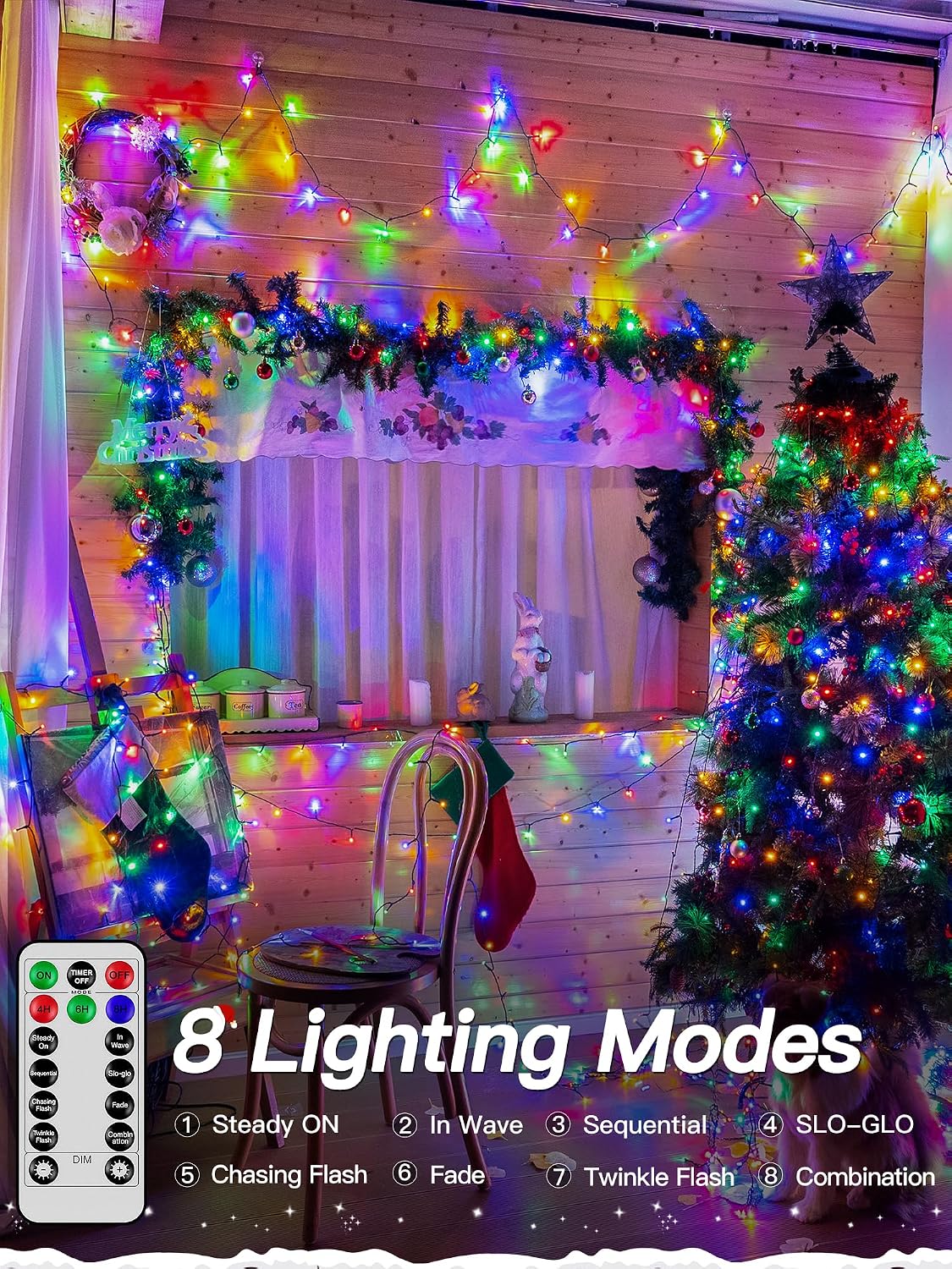 Detalle de Guhope NYA0800J Christmas Lights, 263 ft, 800 Multicolor LEDs, 8 Modes