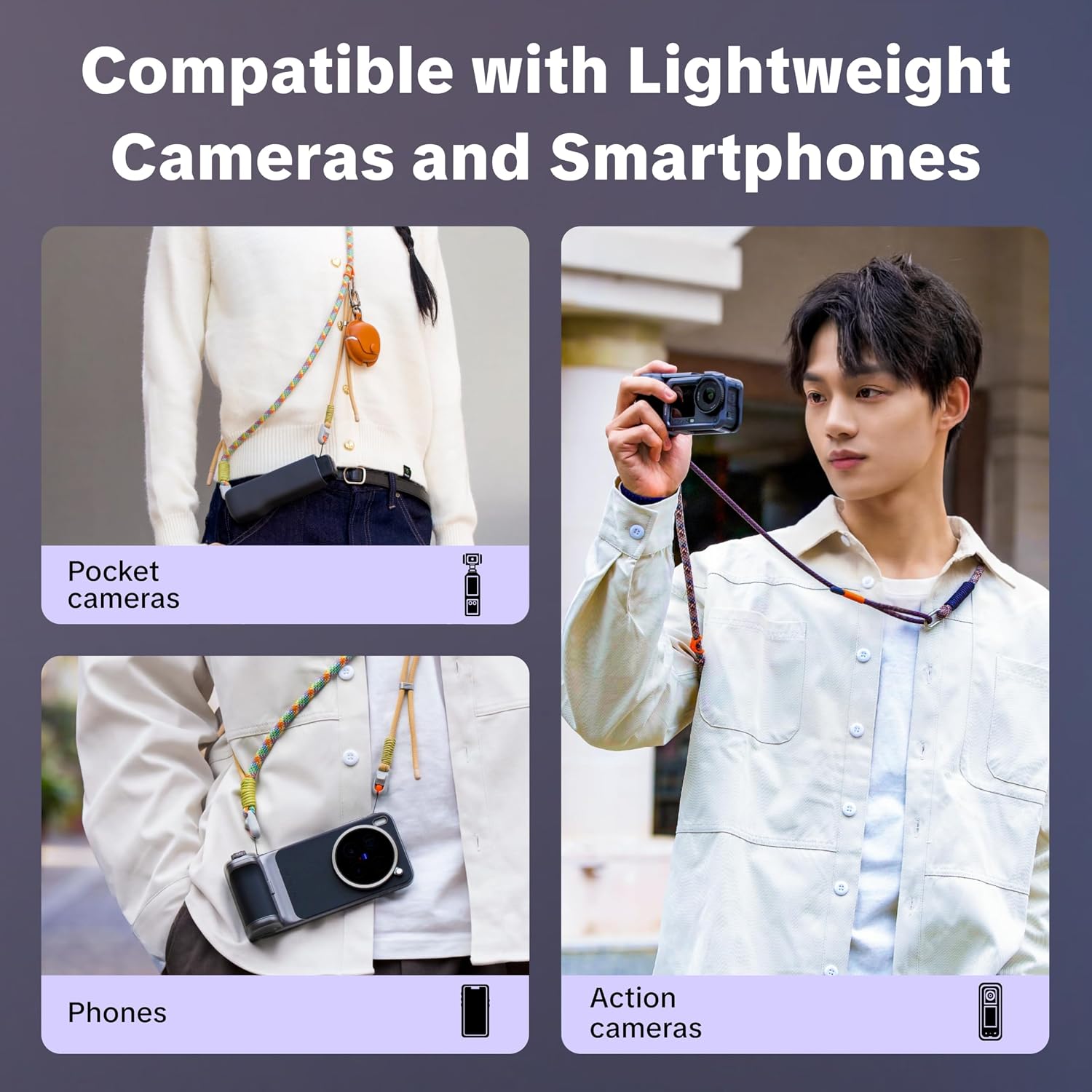 Thumbnail 3 de PGYTECH Camera Strap for DJI Osmo Pocket 3 — 2-in-1 Adjustable Neck & Wrist Strap with Mini Quick Release System
