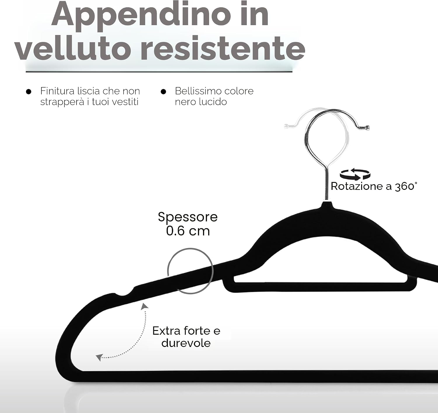 Detalle de Utopia Home Grucce in Velluto Antiscivolo – Appendini resistenti, set da 50, Nero