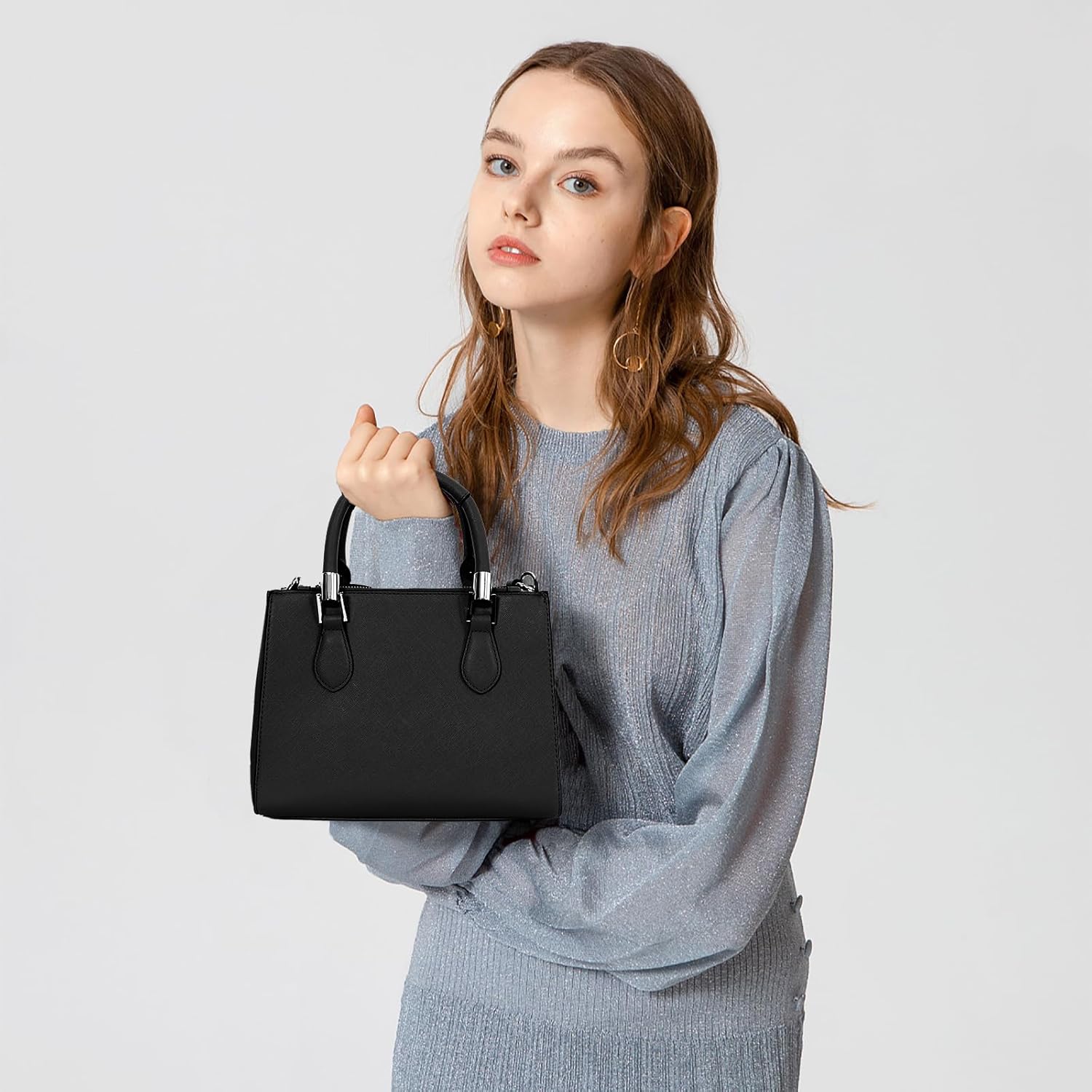 Thumbnail 6 de TAN.TOMI Handtasche für Damen (Henkeltasche/Business- & Crossbody-Option) – mit mehreren Fächern, Reißverschlüssen & abnehmbarem Riemen