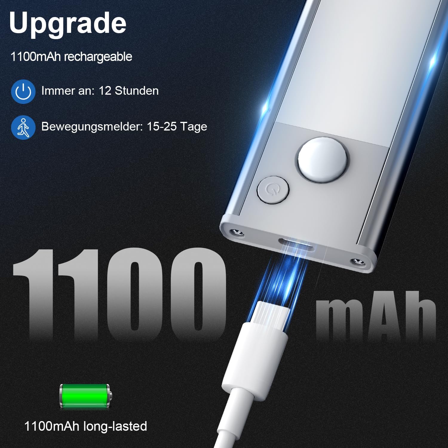 Thumbnail 4 de 1100mAh Rechargeable Under Cabinet LED Motion Sensor Light