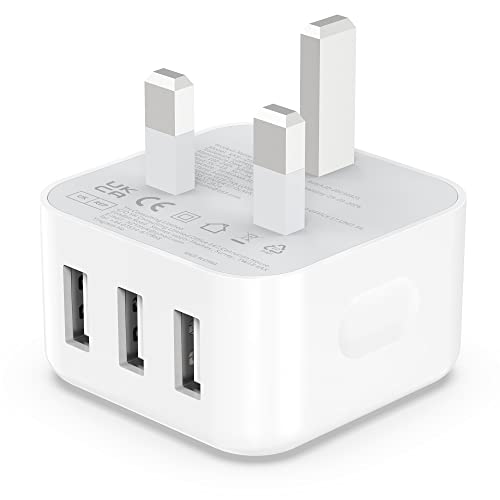 Detalle de Luetasoo USB Plug: 3-Port 5V 3A Multi USB Charger for iPhone and More