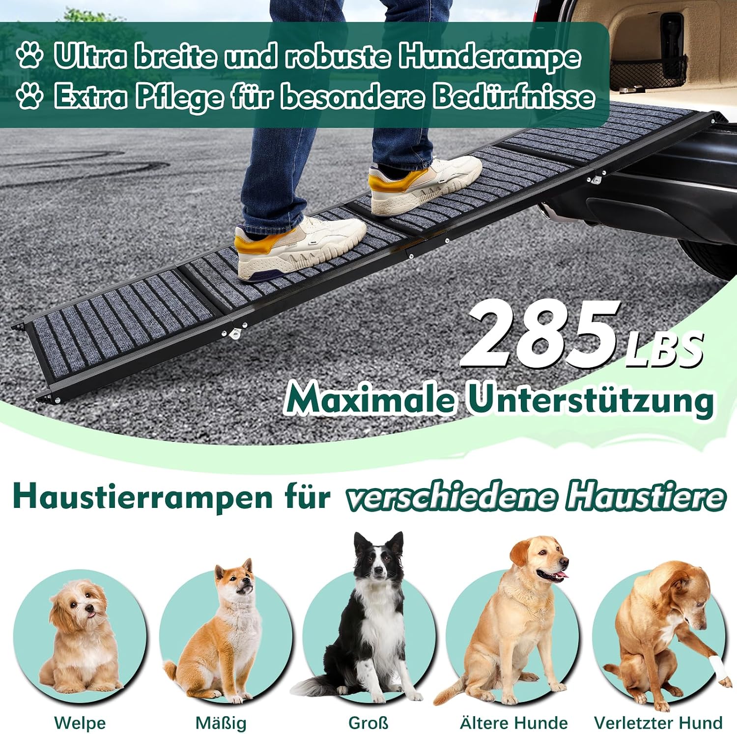 Detalle 2 de Längste 180 cm Hunderampe 50 cm Breite Klappbar ⌚? (wait)