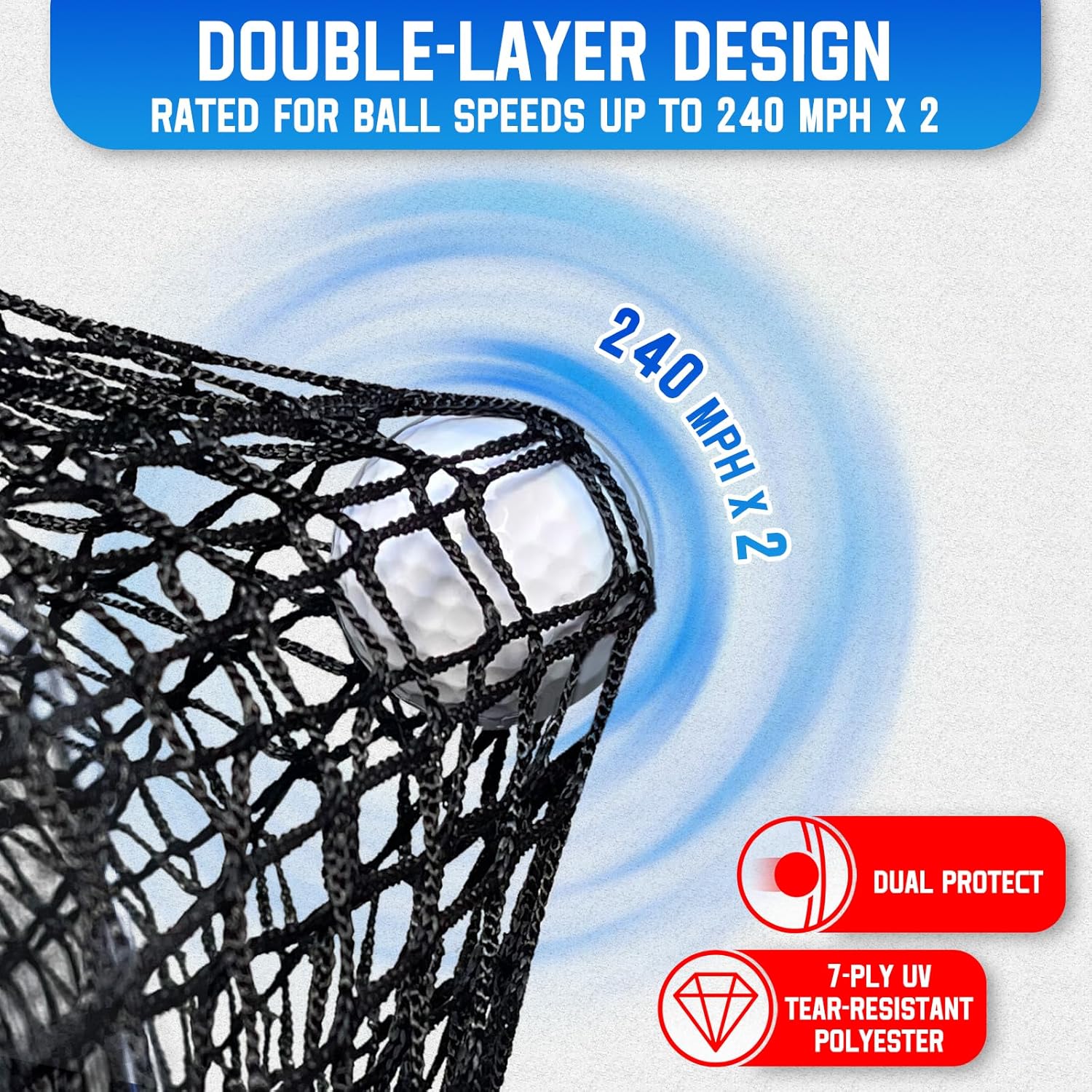 Thumbnail 3 de Golf Hitting Net with Extra Striking Net (10x7ft/7x7ft) Heavy-Duty Practice Cage with Metal Frame & Storage Bag