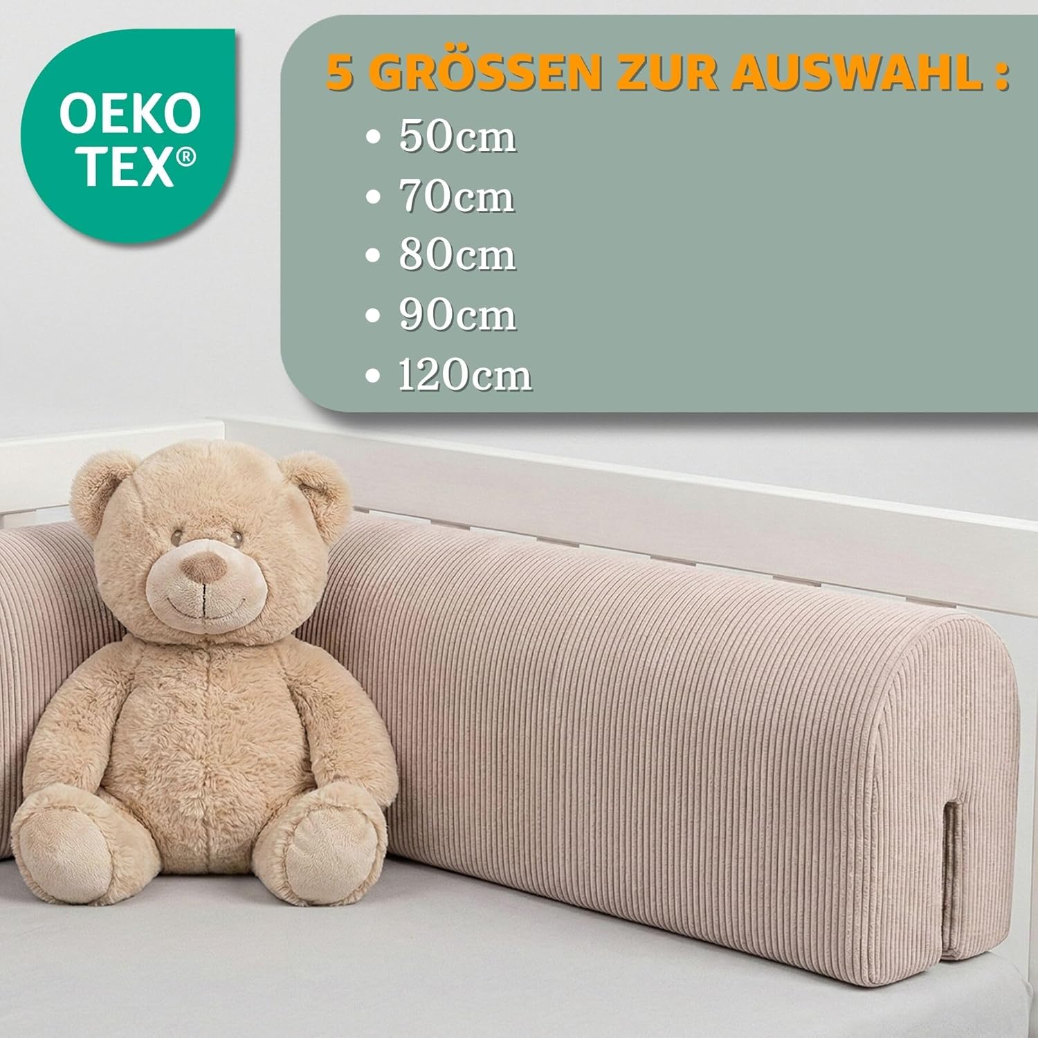 Thumbnail 2 de Totsy Baby Paracolpi lettino neonato antisoffoco 120 cm in velluto a coste beige