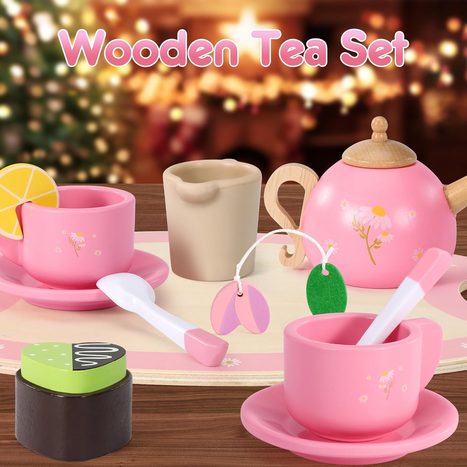 Detalle 2 de Seagoal Wooden Tea Set for Toddlers 🍽