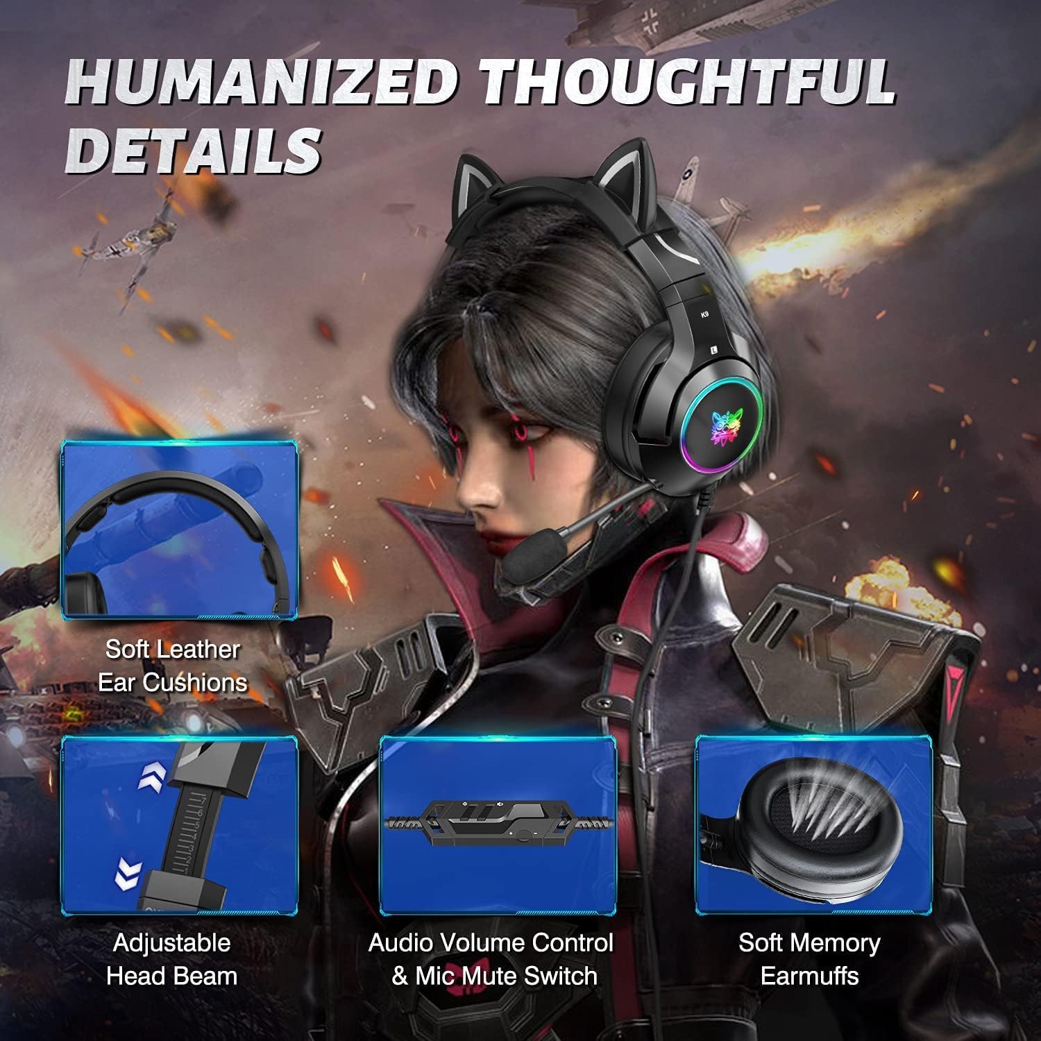 Thumbnail 4 de PHNIXGAM Gaming Headset 3.5mm with RGB