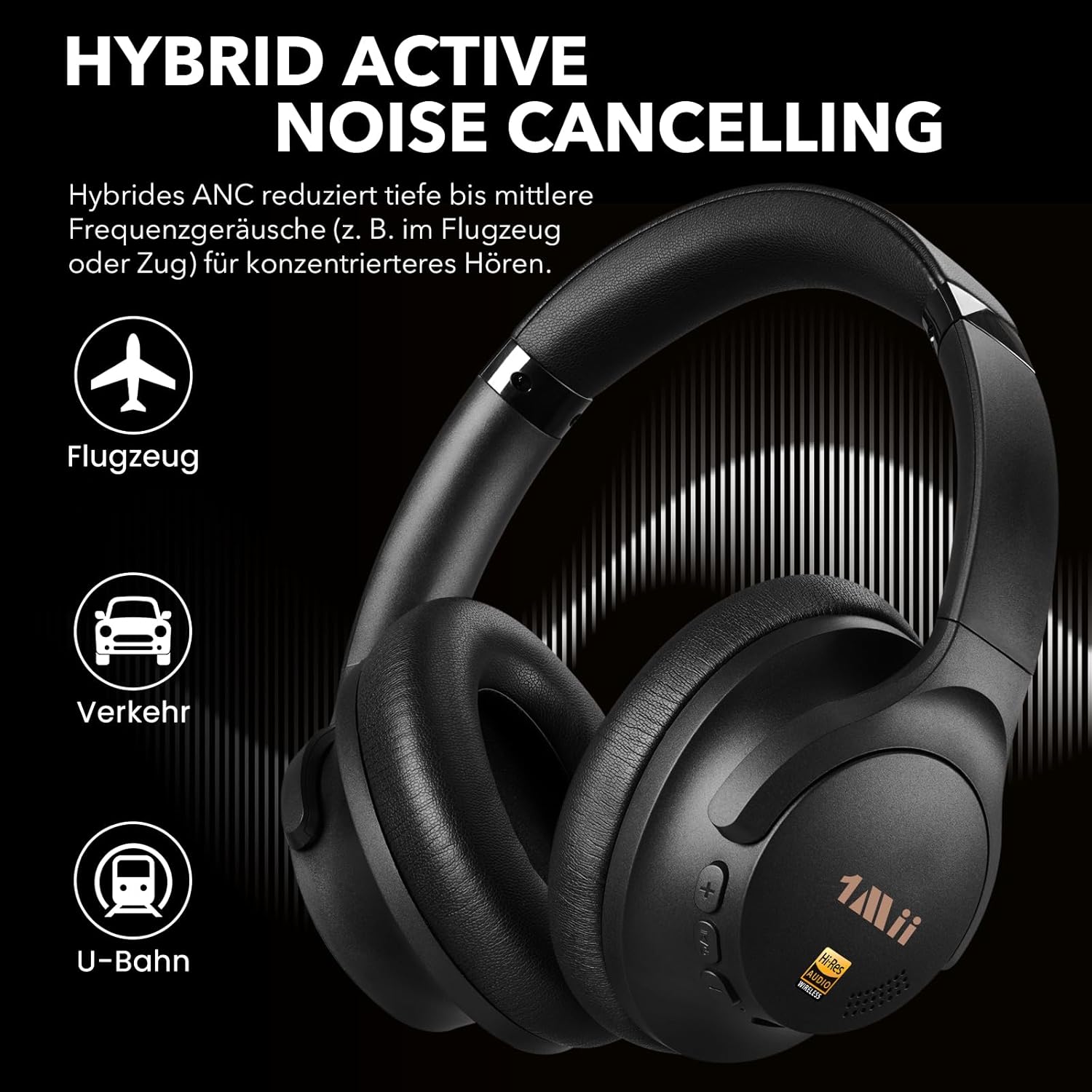 Thumbnail 3 de 1Mii Y8+ Bluetooth-Kopfhörer mit ANC und 100 h Spielzeit