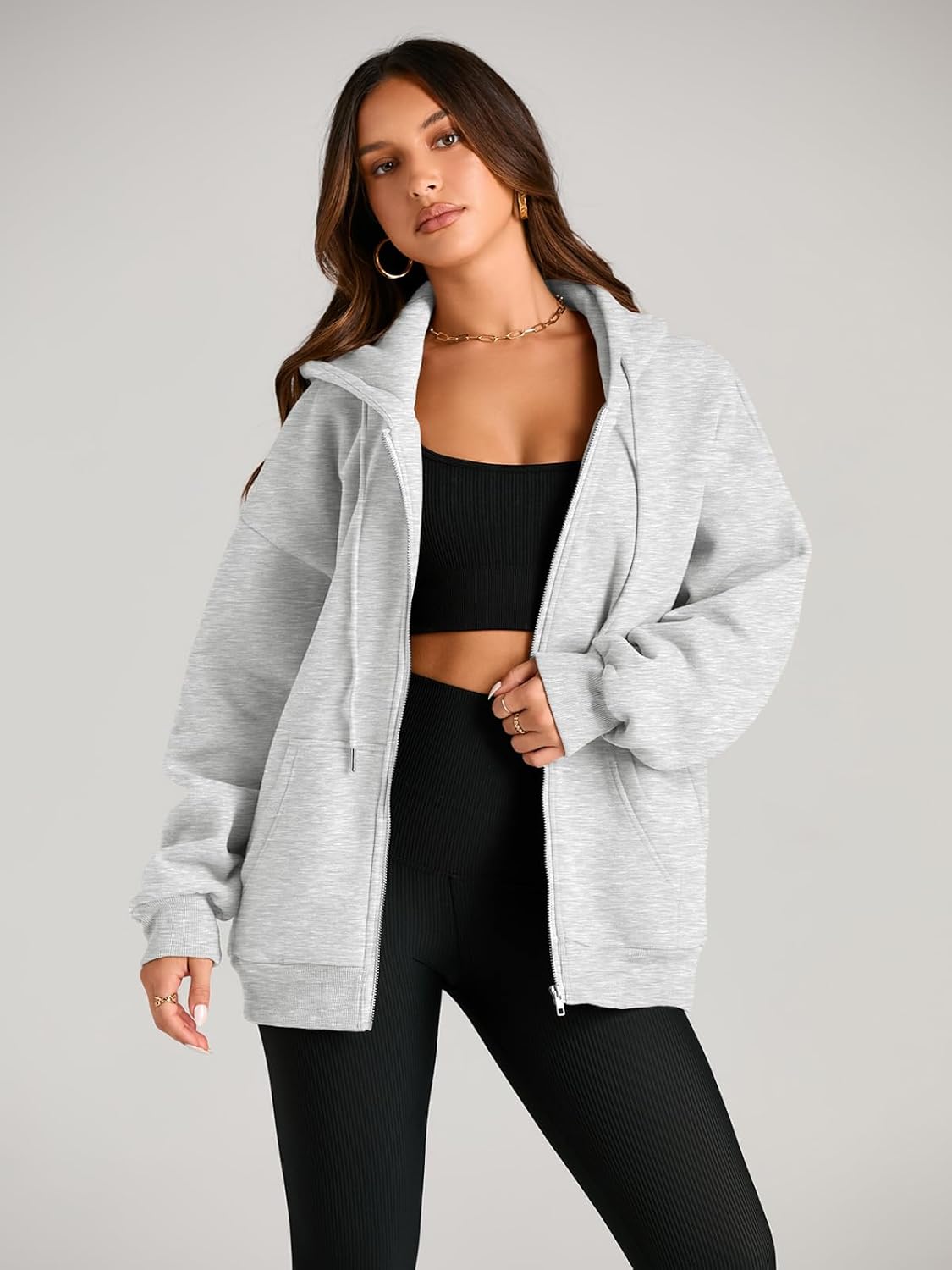 Detalle de EFAN Women's Fleece Zip-Up Hoodie