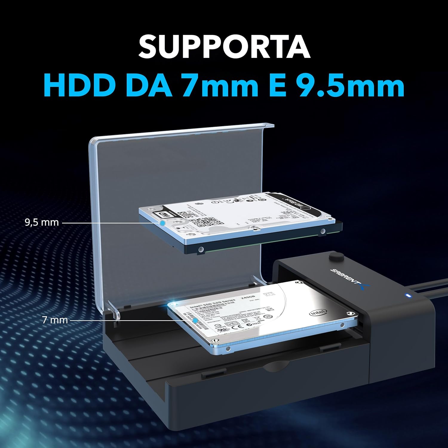 Detalle de SABRENT EC-DFLT docking USB 3.2 SSD/HDD SATA