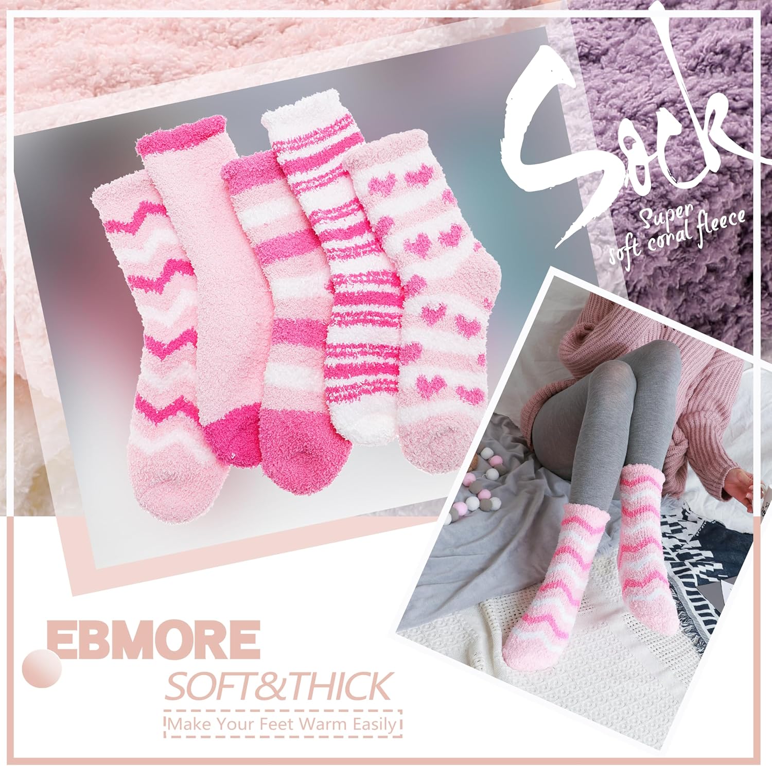 Thumbnail 6 de EBMORE Fuzzy Women Socks 1 Size