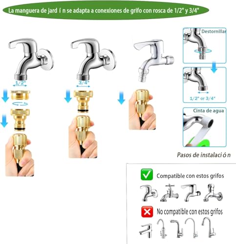 Detalle de ZHOPUIMIU Manguera Extensible Jardín 15 Metros con Pistola 10 Funciones | Flexible y Duradera