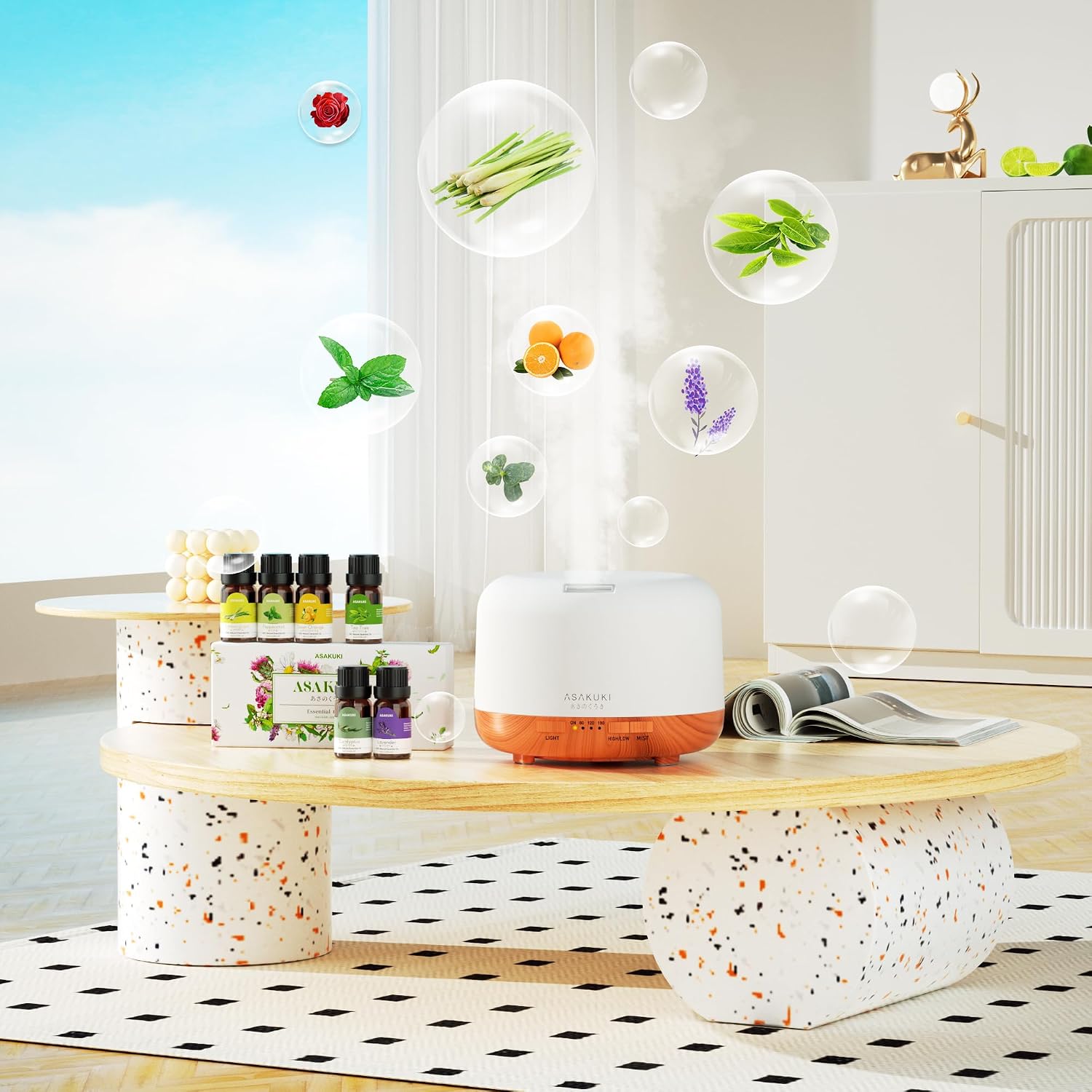 Thumbnail 6 de ASAKUKI 500ml essential oil diffuser