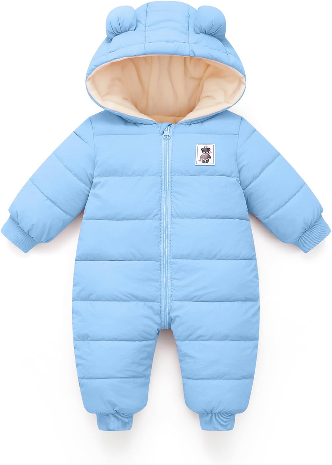 Detalle de JiAmy winterkruippakje met capuchon, fleecevoering en rits