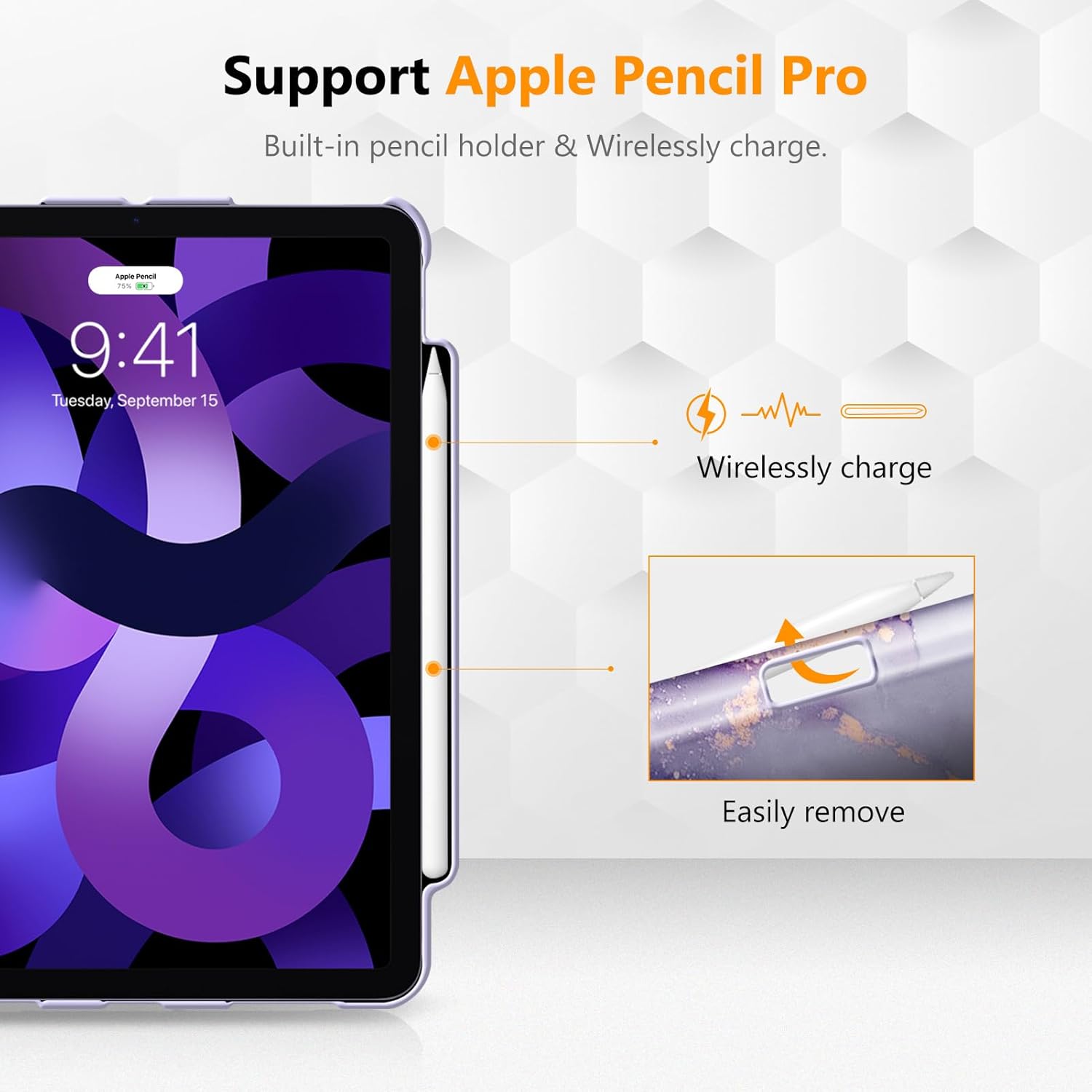 Thumbnail 4 de FINTIE Rotating Case for Air 11-inch (M4/M3/M2) and iPad Air 5th/4th Gen | 360 Swivel, Pencil Holder, Lilac Marble