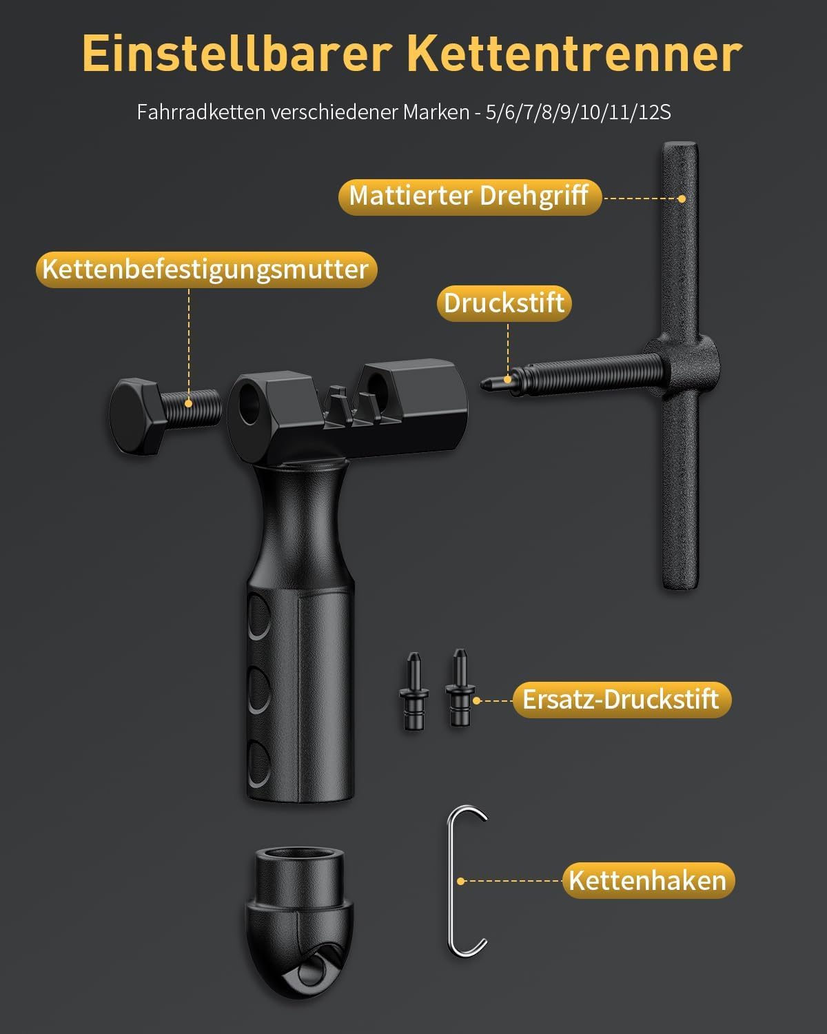 Detalle de Pawfly Outil Coupe Chaîne Vélo – Kit d’Outils Réparation Chaîne avec Dérive-Chaîne et Goupilles