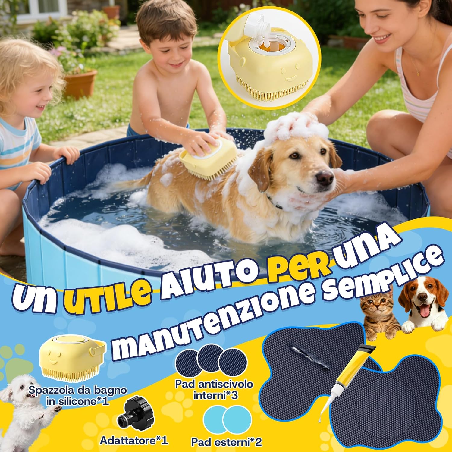 Detalle de JONRRYIN Piscina per Cani 160x30 cm: Portatile, Antiscivolo e con Drenaggio Doppio