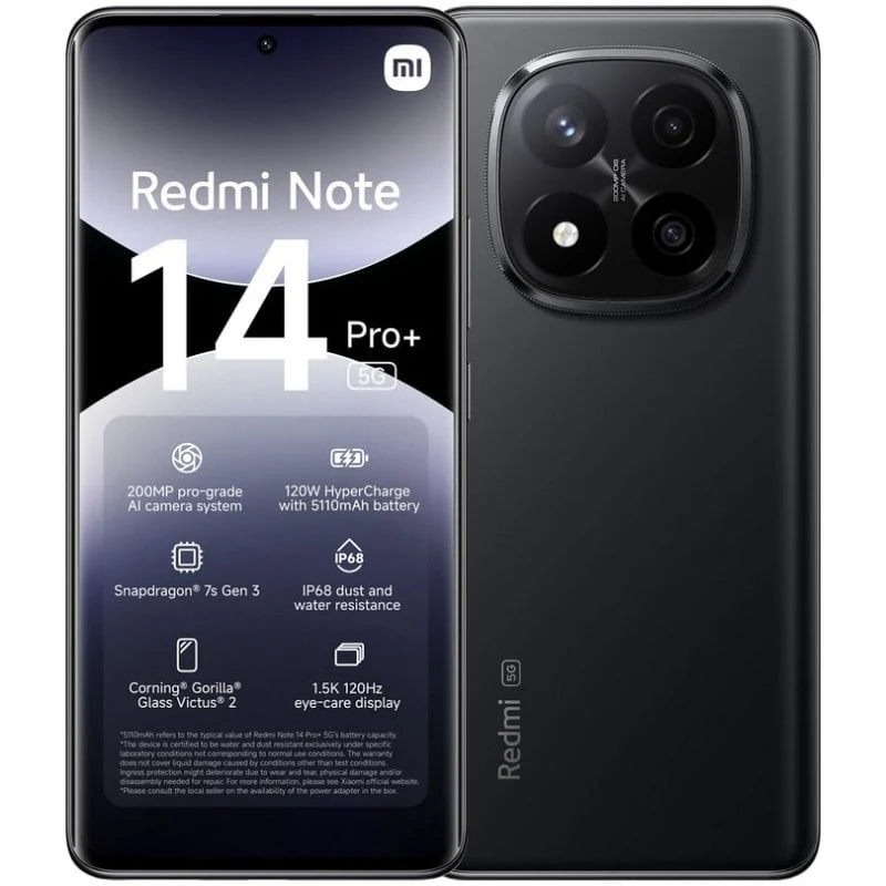 Imagen de Xiaomi Redmi Note 14 Pro Plus 5G 8/256GB Negro Medianoche: versión importada para quien exige fotografía y rendimiento en OfertitasTOP