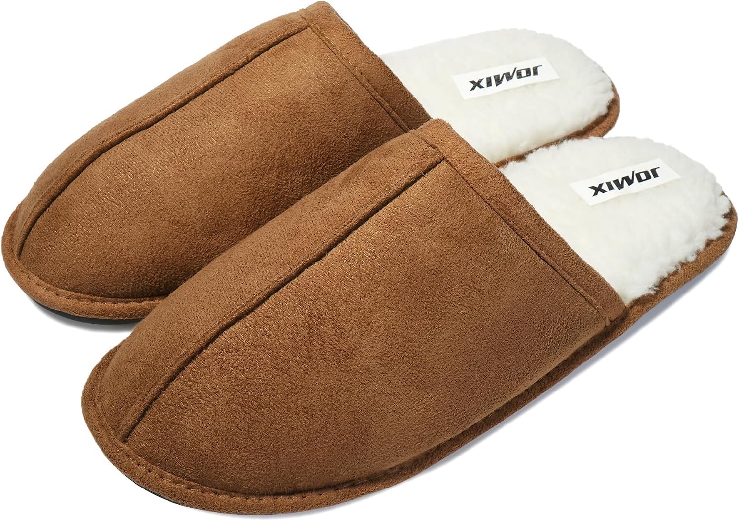 Detalle de JOMIX herenpantoffels, klassiek bont en zacht pluche voor de winter
