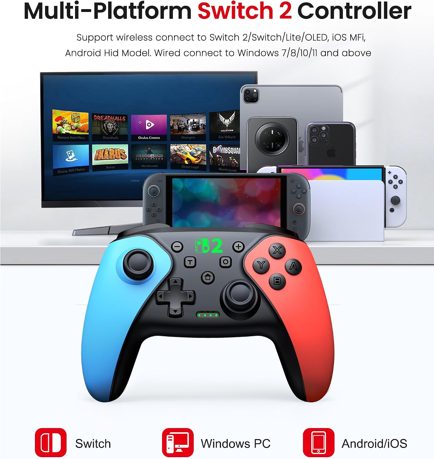 Thumbnail 1 de BEBONCOOL GAMING Switch 2 Controller (Switch / Switch Lite / OLED, Android, iOS, PC) – Wireless Pro Gamepad with Turbo & Macros