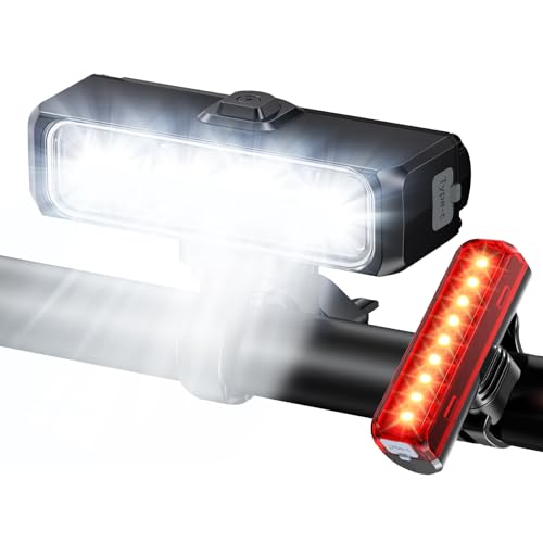 Detalle de EOIWUY Luces de Bicicleta Delantera y Trasera Súper Brillantes de Aluminio – rendimiento y facilidad