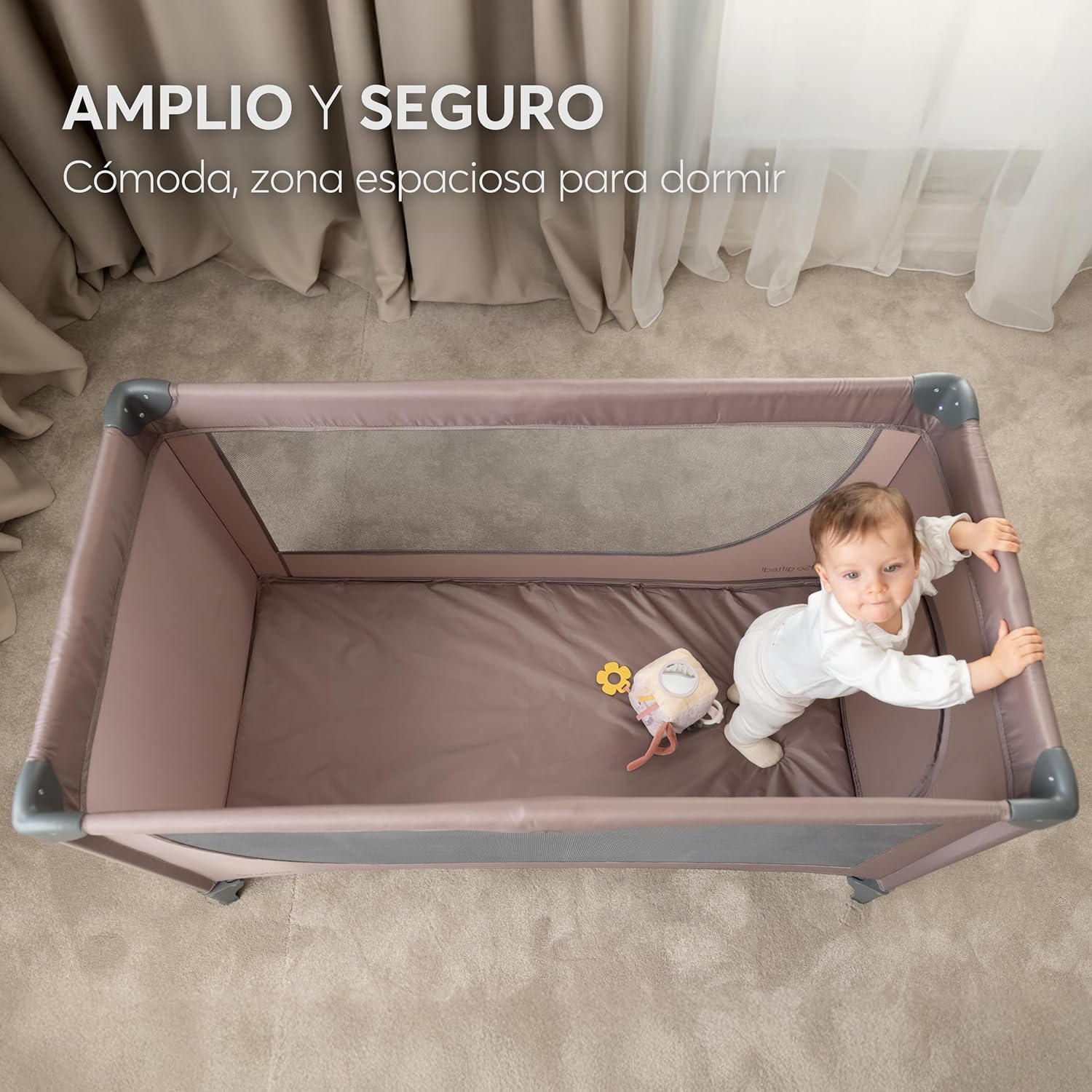 Detalle de KikkaBoo Cuna de Viaje SO Gifted 2026: Cuna/Parque 120x60 cm para bebé (hasta 15 kg) en beige