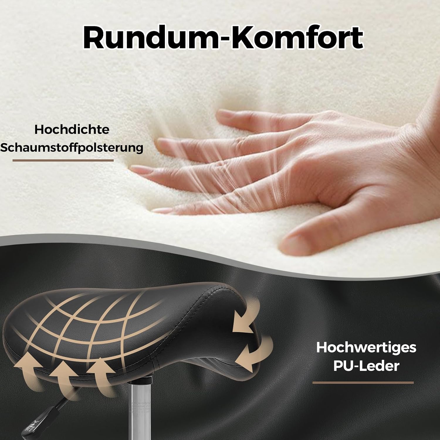 Thumbnail 5 de BEWISHOME Sattelhocker Höhenverstellbar 360° Drehhocker