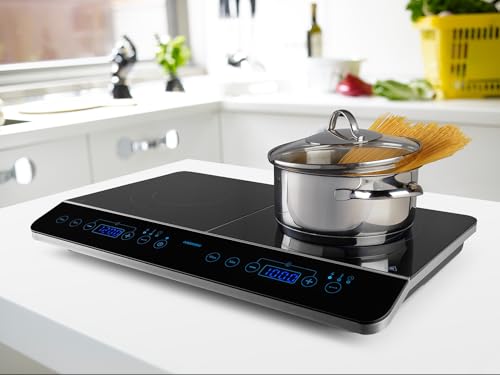 Detalle de MEDION MD 15324 Doppel-Induktionskochplatte – 3500 W, 2 Kochplatten, LED Display, schwarz