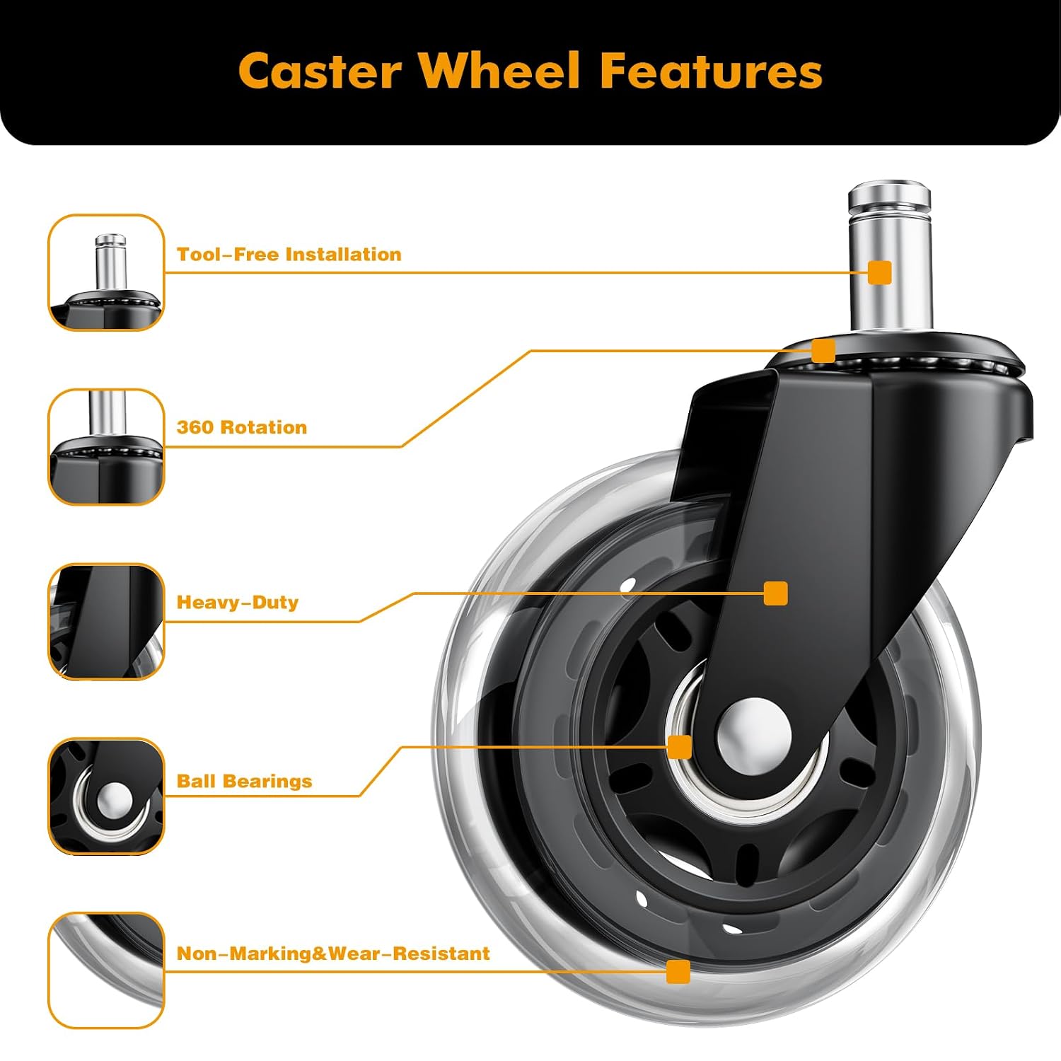 Thumbnail 3 de CLOATFET Office Chair Wheels 3-Inch