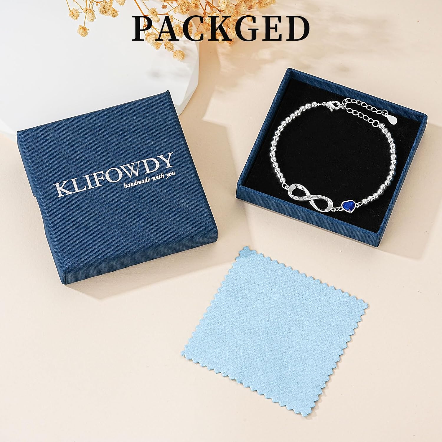 Thumbnail 5 de KLIFOWDY S925 Sterling Silver Infinity Heart Birthstone Bracelet for Women