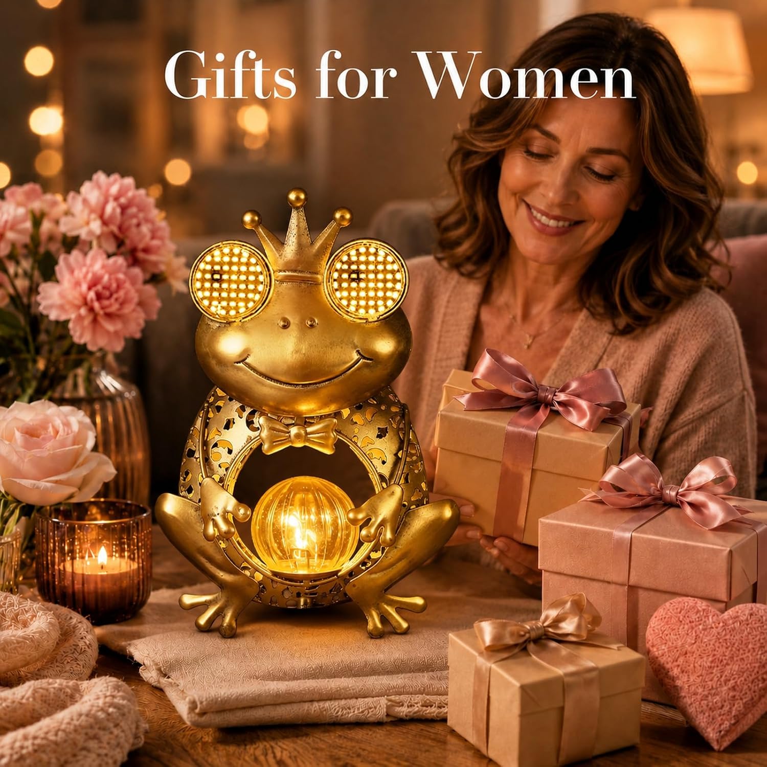 Detalle de GLOBAL GOLDEN Solar Light Outdoor Garden Frog: Auto On/Off, 2-Mode LED with Dynamic Eye Lighting