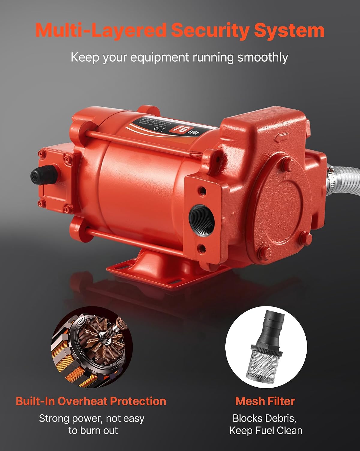 Thumbnail 4 de VEVOR Pompe Transfert Carburant 230 V CA – 76 L/min, kit complet (diesel, essence, kérosène, biodiesel)