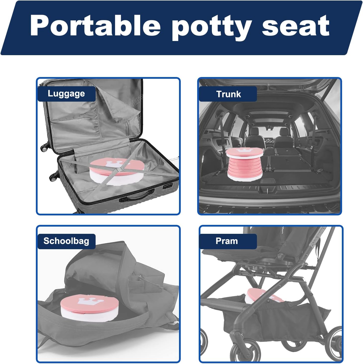 Thumbnail 6 de Travel Potty Portable Potty Folding Potty for Toddlers (Pink) – Compact Travel Seat for Car, Indoor and Outdoor Use