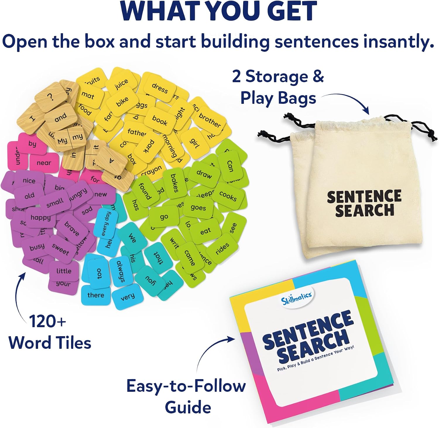 Thumbnail 1 de Skillmatics Sentence Search 120+ tiles