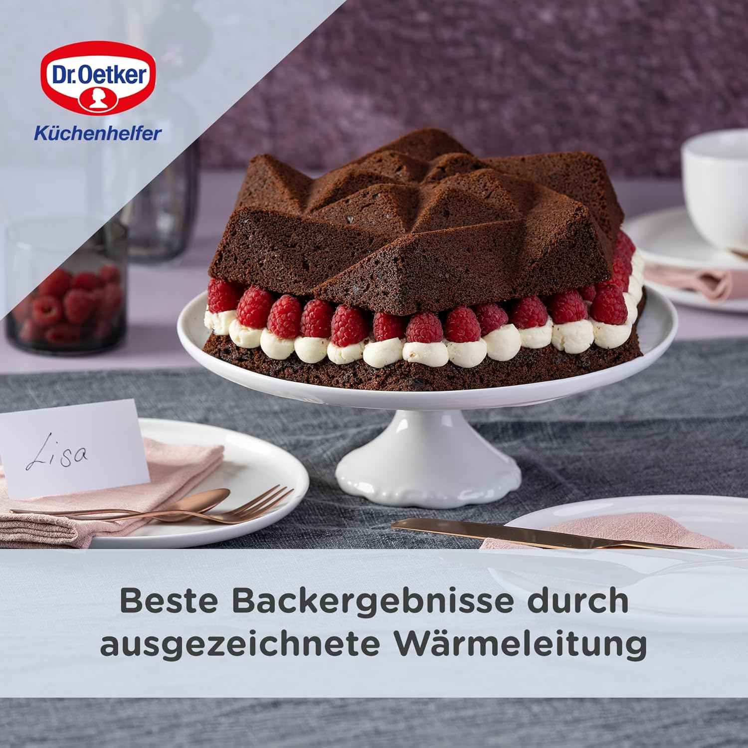 Detalle de Dr. Oetker Creative Rundform Origami – Ø28 x 7 cm, rose-gold, PFAS-freie Antihaftbeschichtung
