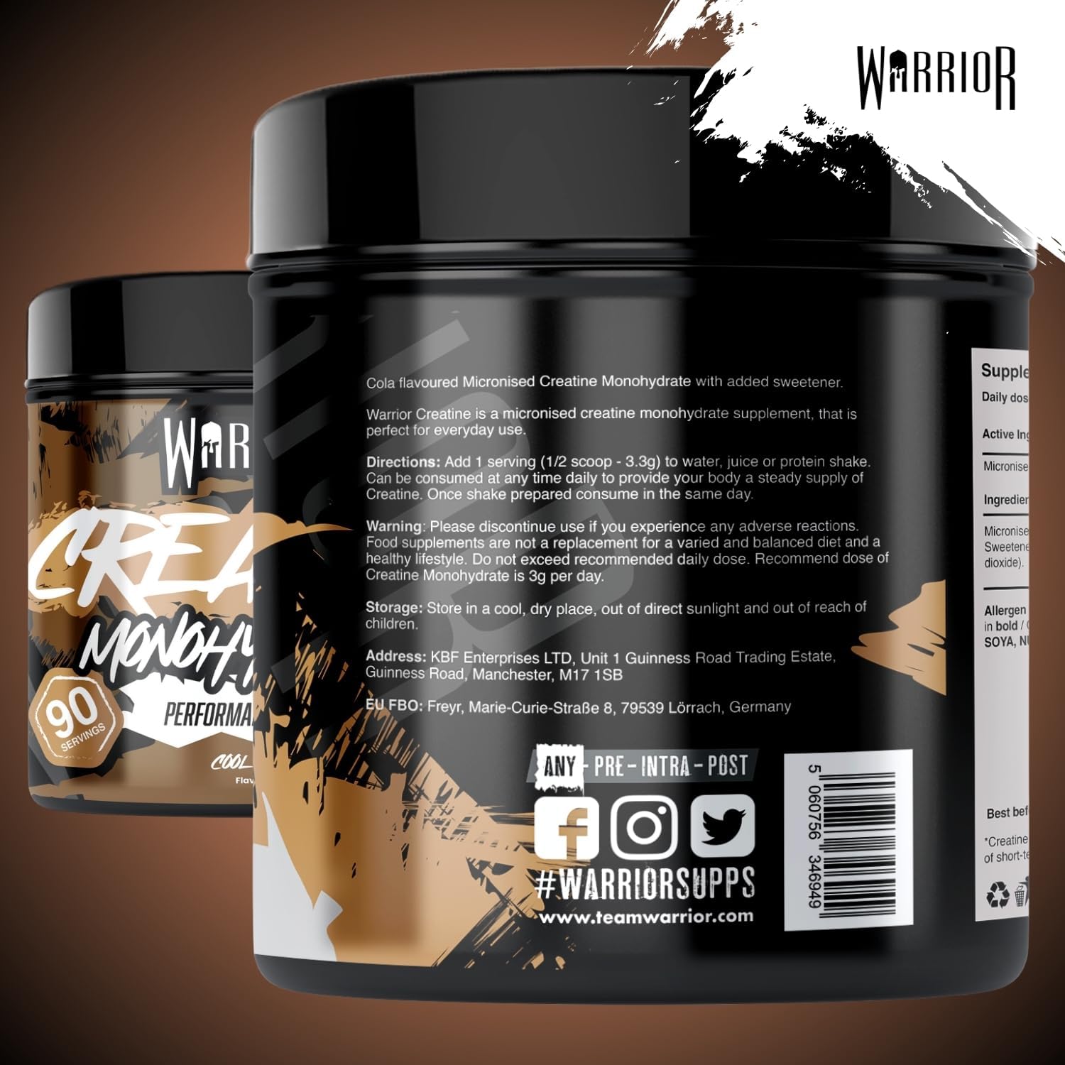 Detalle 2 de Warrior Creatina Monoidrata in Polvere 300 g – pura creatina monoidrata micromizzata per massa, forza e recupero