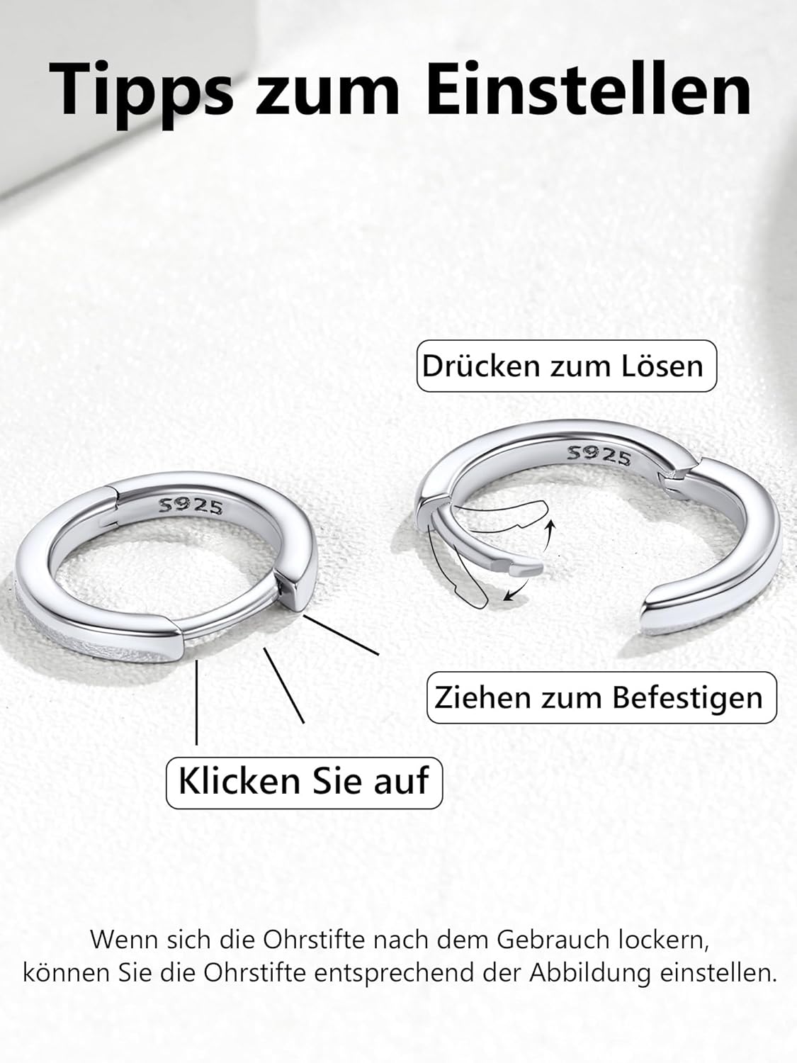 Thumbnail 5 de Silvora Kleine Creolen Silber 6–18 mm Hoop Ohrringe