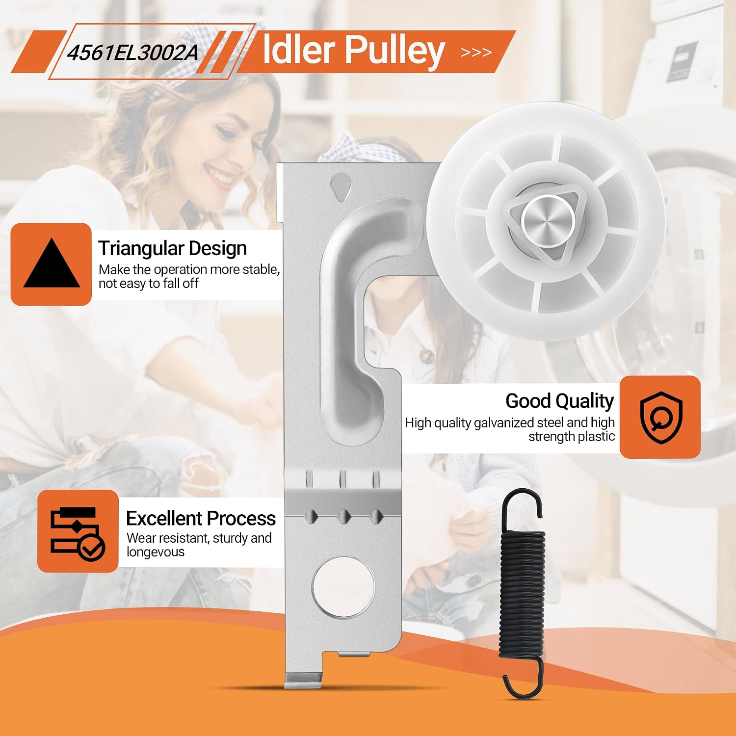 Detalle de NISHCON Dryer Repair Kit: 4581EL2002C Rollers, 4400EL2001A Belt, 4561EL3002A Pulley