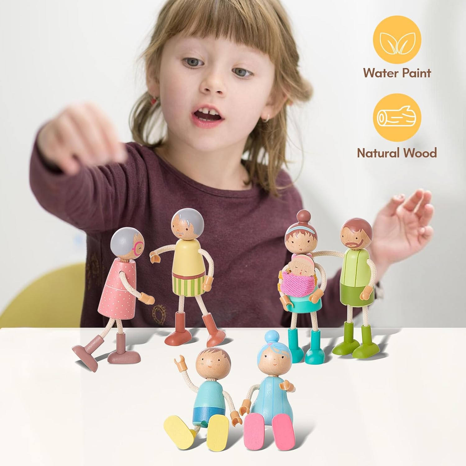 Thumbnail 4 de Wooden dollhouse family set of 7