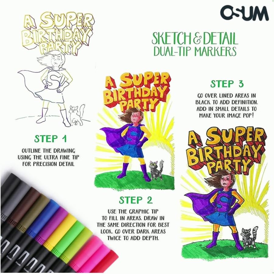 Thumbnail 6 de OSUM Colouring Pens wallet of 24 dual-tip markers 🎨