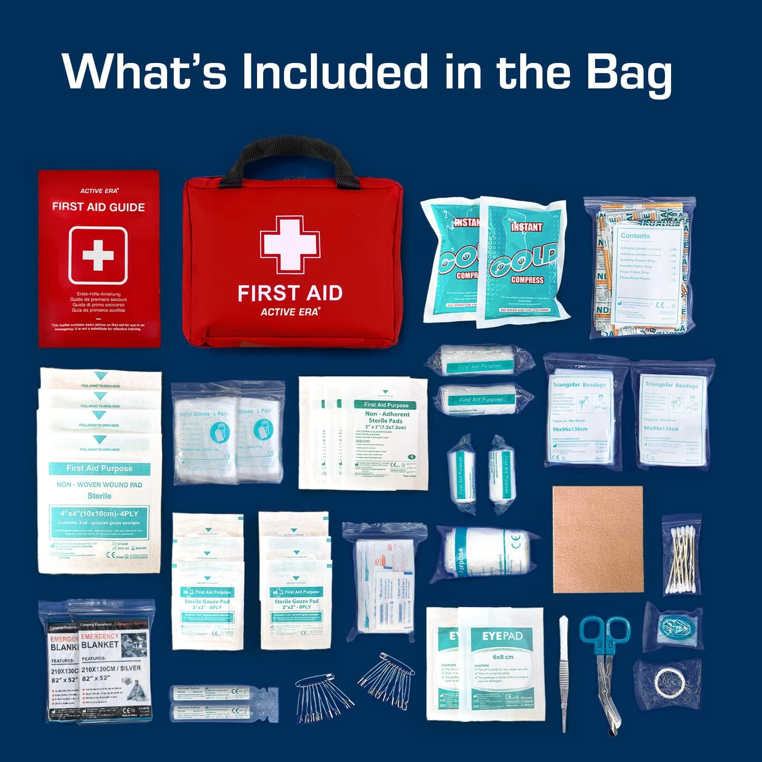 Detalle de Active Era Trousse de premiers secours 220 pièces avec couverture d’urgence