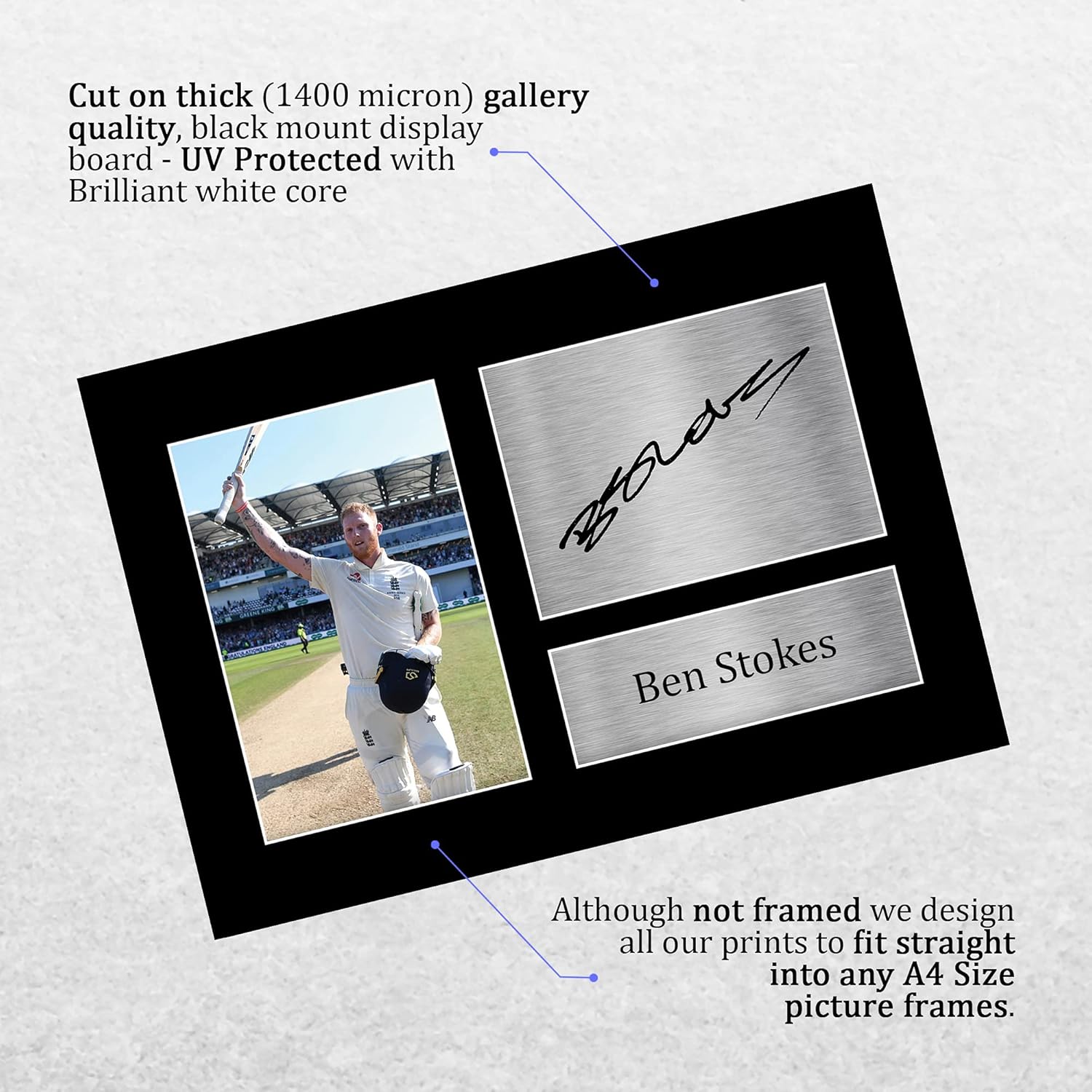 Thumbnail 2 de HWC Trading Ben Stokes England A4 printed signed autograph picture for cricket memorabilia fans