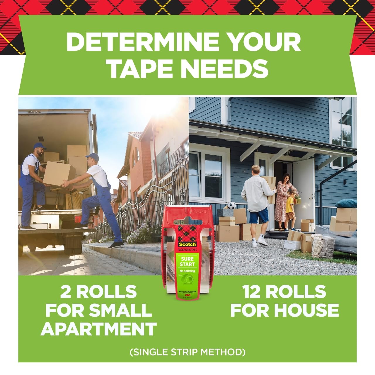 Thumbnail 4 de Scotch Sure Start Packing Tape (Clear) with Dispensers, Quiet Unwind, 6 Rolls