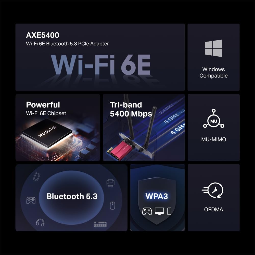 Detalle 1 de Mercusys MA86XE AXE5400 PCIe WiFi 6E