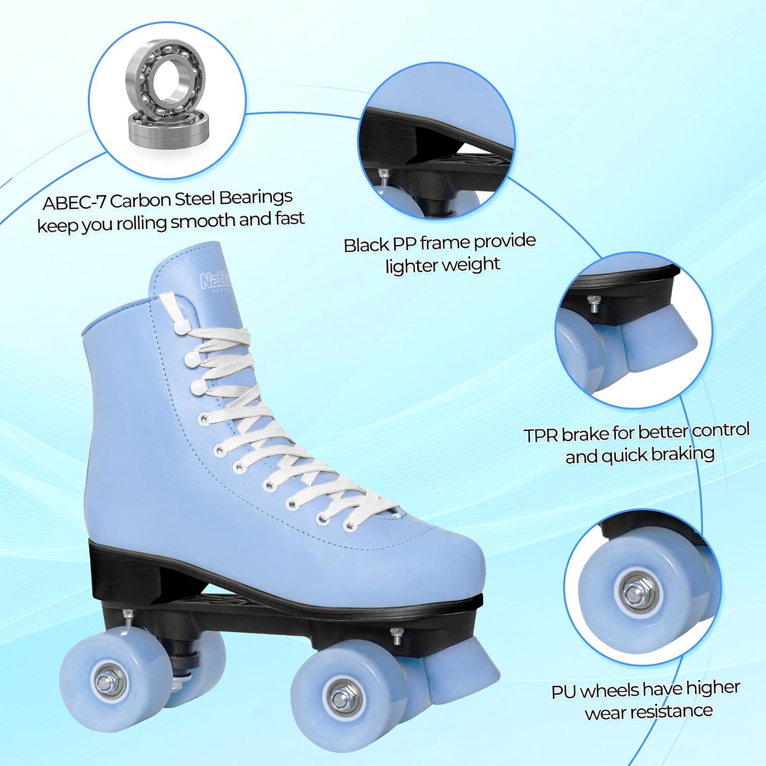 Thumbnail 6 de Nattork Roller Skates Unisex Outdoor Quad Skates 🛼