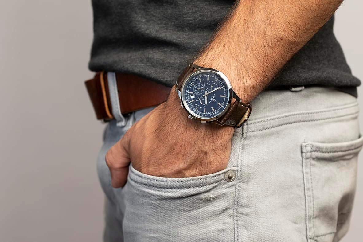 Detalle de Orphelia Montre Homme 24h Dual Time Quartz Cuir – Élégance fiable au quotidien