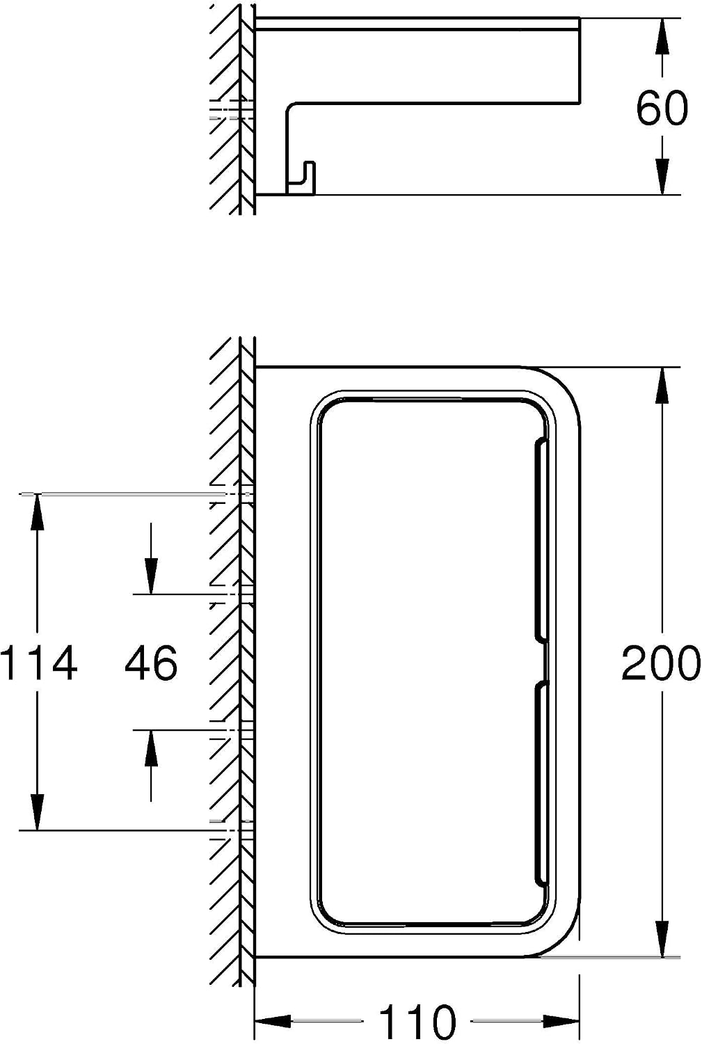 Detalle de GROHE Start Cube QuickFix – Mensola da parete 200 mm, nero opaco, metallo/plastica