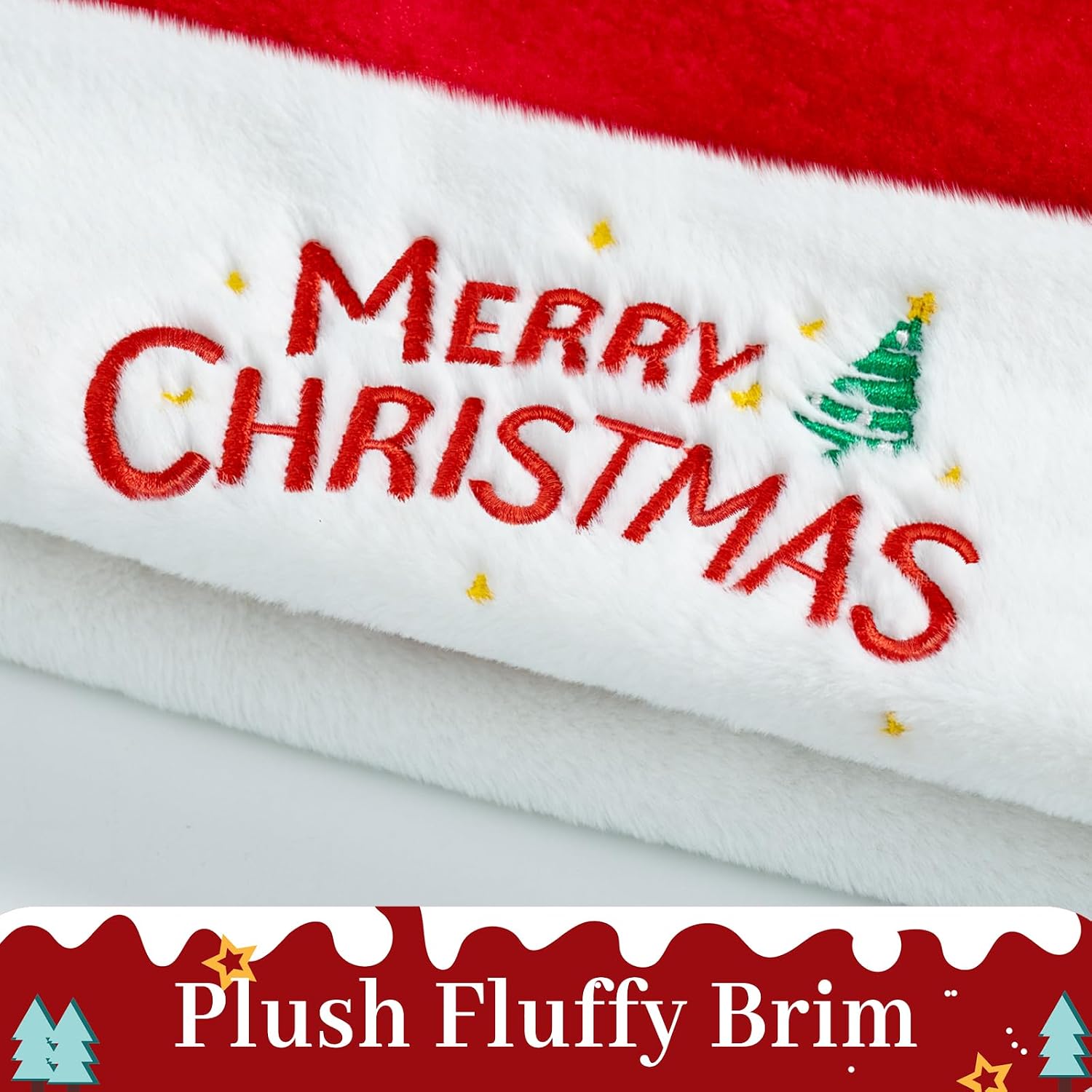 Detalle de RJVW Kids’ Christmas Santa Hat, Thick Velvet Plush with Double Lining