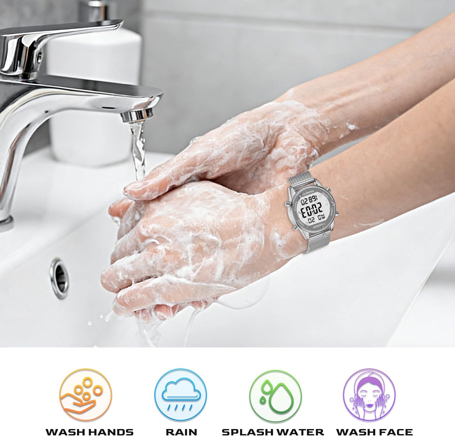Detalle de Hearkent Pedometer Watch for Women: Non-Bluetooth Fitness Tracker with 30m Waterproofing